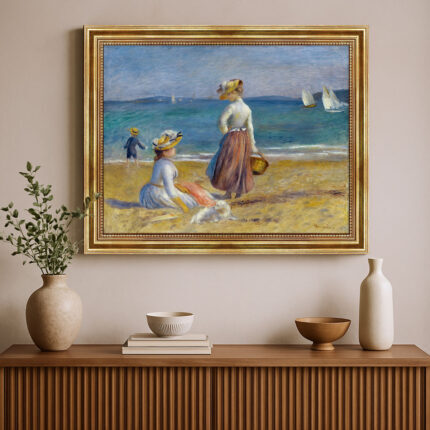 Figuren am Strand von Pierre-Auguste Renoir Bild mit Rahmen in Gold