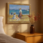Figuren am Strand von Pierre-Auguste Renoir Bild mit Rahmen in Gold
