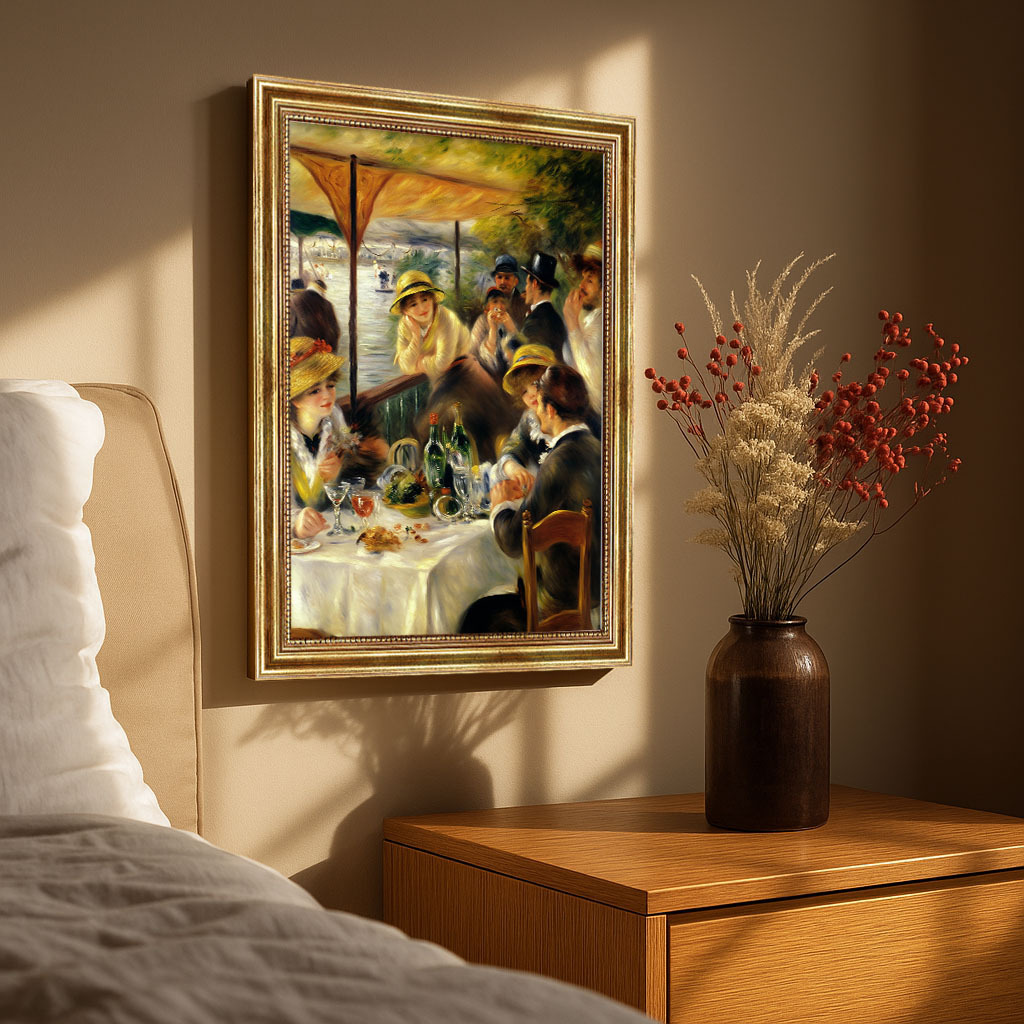 Pierre_Auguste_Renoir Sonntags im Park-Schlafzimmer Frühstück am See im  Pierre-Auguste Renoir Bild mit Rahmen in Gold