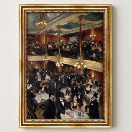 Theaterrestaurant im Malstil von Pierre-Auguste Renoir Bild mit Rahmen in Gold