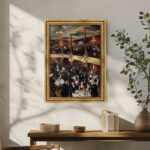 Theaterrestaurant im Malstil von Pierre-Auguste Renoir Bild mit Rahmen in Gold