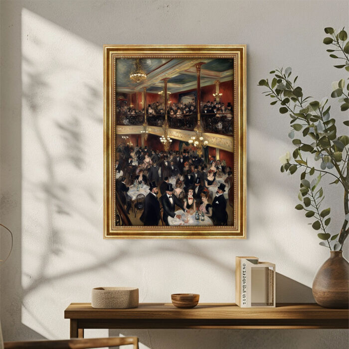 Theaterrestaurant im Malstil von Pierre-Auguste Renoir Bild mit Rahmen in Gold
