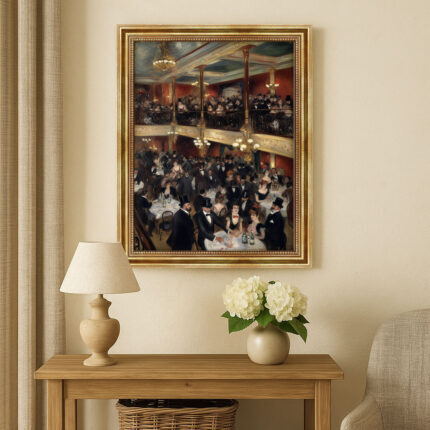 Theaterrestaurant im Malstil von Pierre-Auguste Renoir Bild mit Rahmen in Gold