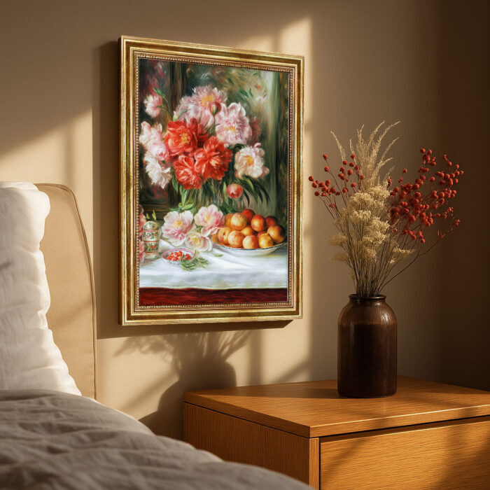 Stillleben im Malstil von Renoir Bild mit Rahmen in Gold