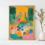 Garden of Joy California Art Poster – Midcentury Modern Travel Wall Art – Painting as Print – Unique Design