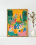 Garden of Joy California Art Poster – Midcentury Modern Travel Wall Art – Painting as Print – Unique Design