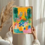 Garden of Joy California Art Poster – Midcentury Modern Travel Wall Art – Painting as Print – Unique Design