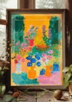 Garden of Joy California Art Poster – Midcentury Modern Travel Wall Art – Painting as Print – Unique Design