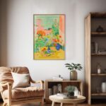 Serene Courtyard California Art Poster – Midcentury Modern Travel Wall Art – Painting as Print – Unique Design