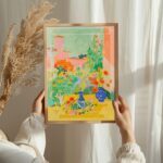 Serene Courtyard California Art Poster – Midcentury Modern Travel Wall Art – Painting as Print – Unique Design