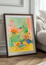 Serene Courtyard California Art Poster – Midcentury Modern Travel Wall Art – Painting as Print – Unique Design