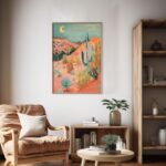 Desert in Twilight Art Poster – Midcentury Modern Travel Wall Art – Painting as Print – Unique Design