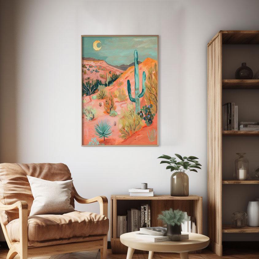 il_fullxfull.6124159716_rrhv.jpg Desert in Twilight Art Poster – Midcentury Modern Travel Wall Art – Painting as Print – Unique Design