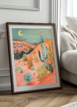 Desert in Twilight Art Poster – Midcentury Modern Travel Wall Art – Painting as Print – Unique Design