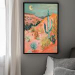 Desert in Twilight Art Poster – Midcentury Modern Travel Wall Art – Painting as Print – Unique Design