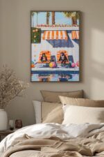 Chilling by the Pool – Monkeys Edition No. 1 Art Poster – Animal Fine Art – Summer Decor – Unique Design – Surreal Collage
