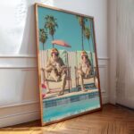 Chilling by the Pool – Monkeys Edition No. 2 Art Poster – Animal Fine Art – Summer Decor – Unique Design – Surreal Collage