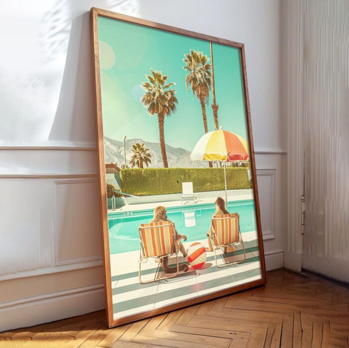 Chilling by the Pool – Monkeys Edition No. 3 Art Poster – Animal Fine Art – Summer Decor – Unique Design – Surreal Collage