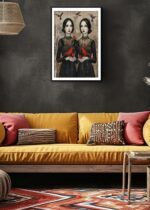 Gothic Elegance with Cardinals Poster Modern Sister Red Bird Collection No. 3 – Wall Art Decor – Unique Design