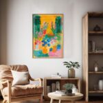 Garden of Joy California Art Poster – Midcentury Modern Travel Wall Art – Painting as Print – Unique Design