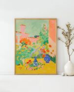 Serene Courtyard California Art Poster – Midcentury Modern Travel Wall Art – Painting as Print – Unique Design