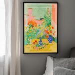 Serene Courtyard California Art Poster – Midcentury Modern Travel Wall Art – Painting as Print – Unique Design