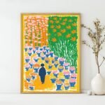 Colorful Pathway California Art Poster – Midcentury Modern Travel Wall Art – Painting as Print – Unique Design