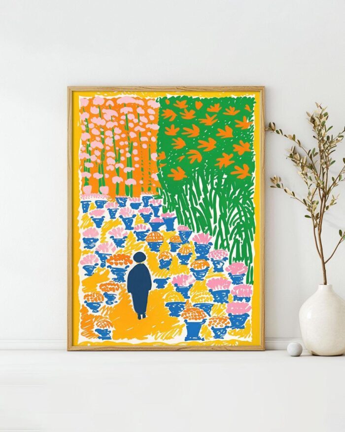 Colorful Pathway California Art Poster – Midcentury Modern Travel Wall Art – Painting as Print – Unique Design