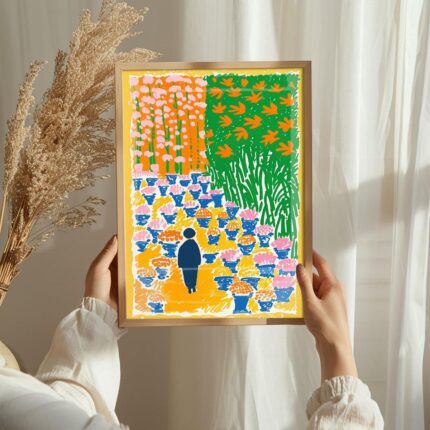 Colorful Pathway California Art Poster – Midcentury Modern Travel Wall Art – Painting as Print – Unique Design