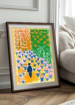 Colorful Pathway California Art Poster – Midcentury Modern Travel Wall Art – Painting as Print – Unique Design