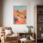 Moonrise Over the Desert Art Poster – Midcentury Modern Travel Wall Art – Painting as Print – Unique Design