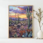 Landscape with cactus Art Poster – Midcentury Modern Travel Wall Art – Painting as Print – Unique Design