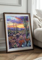 Landscape with cactus Art Poster – Midcentury Modern Travel Wall Art – Painting as Print – Unique Design