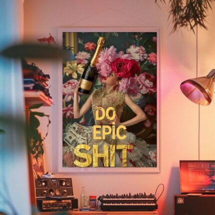 Do Epic Shit Art Poster – Vintage Upcycled Wall Art Funny Sayings wall decor – Unique Design – Surreal Collage