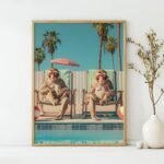 Chilling by the Pool – Monkeys Edition No. 2 Art Poster – Animal Fine Art – Summer Decor – Unique Design – Surreal Collage