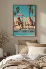 Chilling by the Pool – Monkeys Edition No. 2 Art Poster – Animal Fine Art – Summer Decor – Unique Design – Surreal Collage