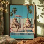 Chilling by the Pool – Monkeys Edition No. 2 Art Poster – Animal Fine Art – Summer Decor – Unique Design – Surreal Collage