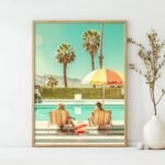 Chilling by the Pool – Monkeys Edition No. 3 Art Poster – Animal Fine Art – Summer Decor – Unique Design – Surreal Collage