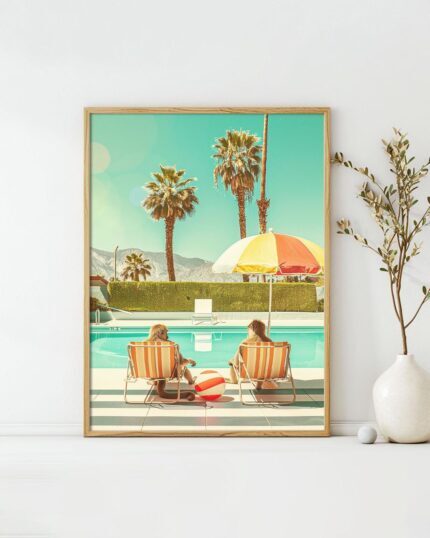 Chilling by the Pool – Monkeys Edition No. 3 Art Poster – Animal Fine Art – Summer Decor – Unique Design – Surreal Collage
