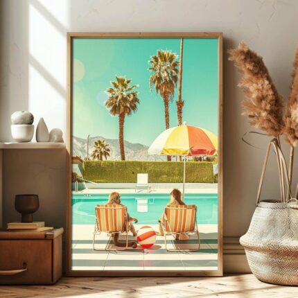 Chilling by the Pool – Monkeys Edition No. 3 Art Poster – Animal Fine Art – Summer Decor – Unique Design – Surreal Collage