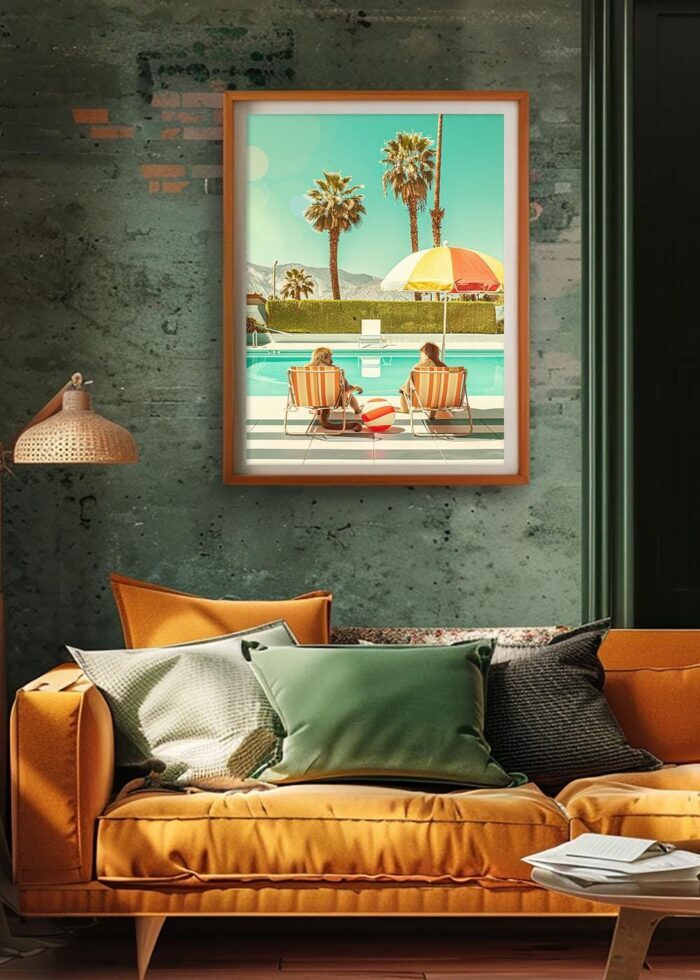 Chilling by the Pool – Monkeys Edition No. 3 Art Poster – Animal Fine Art – Summer Decor – Unique Design – Surreal Collage