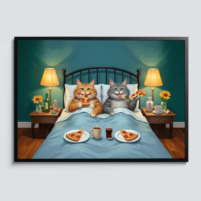 Humorous Funny Cat Lover Poster Quirky & Colorful Animal Wall Art Unique and Playful Unframed Art