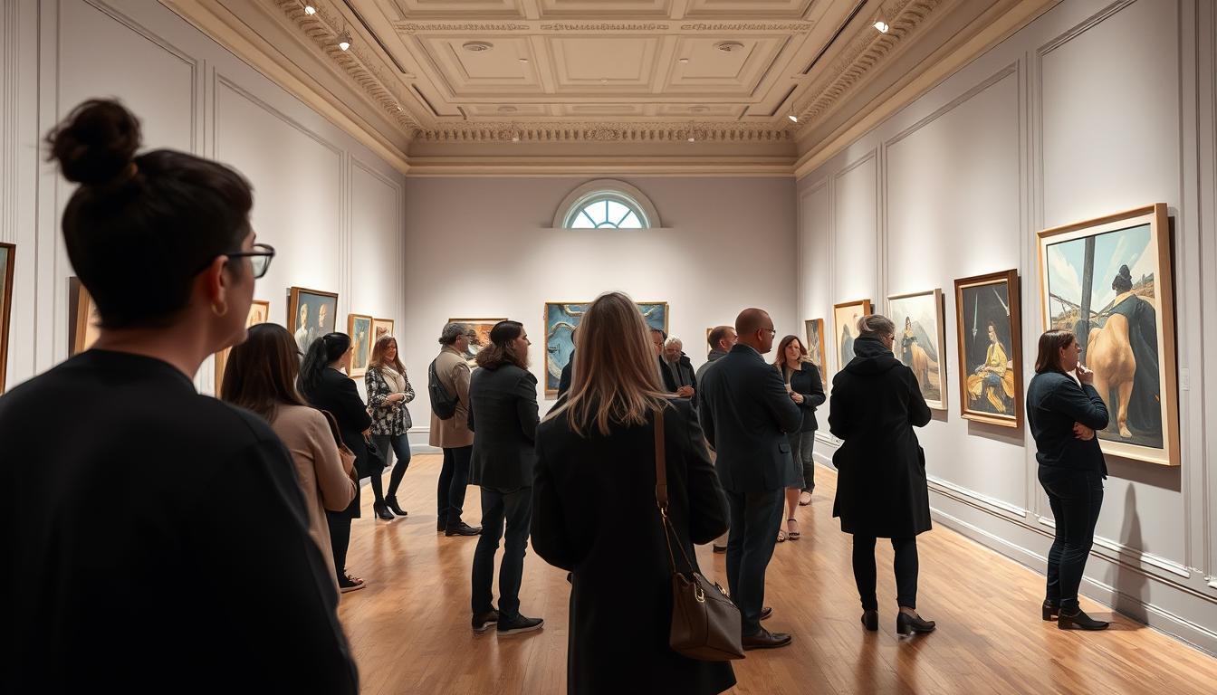 Kunstliebhaber in einer der schönsten Galerien Deutschland betrachten zeitgenössische Kunst Kunstliebhaber in einer der schönsten Galerien Deutschland betrachten zeitgenössische Kunst
