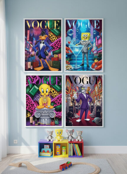 Cartoon Couture – Cover Poster Set Lustige Designer Bilder Set von Berühmtheiten als Wanddekoration