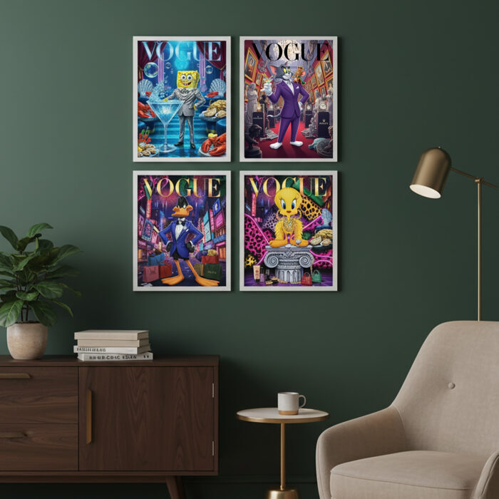 Cartoon Couture – Cover Poster Set Lustige Designer Bilder Set von Berühmtheiten als Wanddekoration