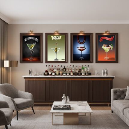 Cocktail Poster Set Exklusives Design für Bar Restaurant und Zuhause als Wanddekoration