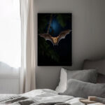 Nachtflügler: Porträt eines Flughunds Leinwandbild Arktische Eleganz Schlafzimmer Bild Wohnzimmer Tier Kunst Natur Kunstdruck