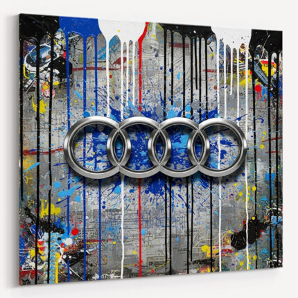 Ikonische Sportwagen Marken Leinwandbild für Garage, Männerhöhle, Wohnzimmer, Büro | Deko für Autofans | Exklusive Wandbilder