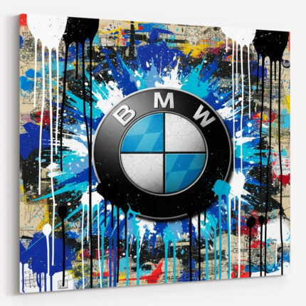 Ikonische Sportwagen Marken Leinwandbild für Garage, Männerhöhle, Wohnzimmer, Büro | Deko für Autofans | Exklusive Wandbilder