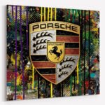 Ikonische Sportwagen Marken Leinwandbild für Garage, Männerhöhle, Wohnzimmer, Büro | Deko für Autofans | Exklusive Wandbilder